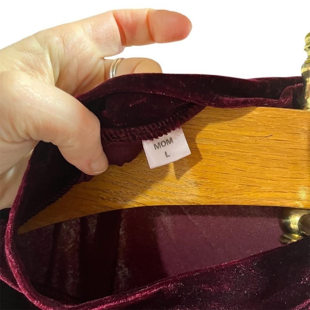 Velvet Burgundy Long Sleeve Maxi Ruffle Shoulder Cottagecore Witchy Prairie - Picture 5 of 12